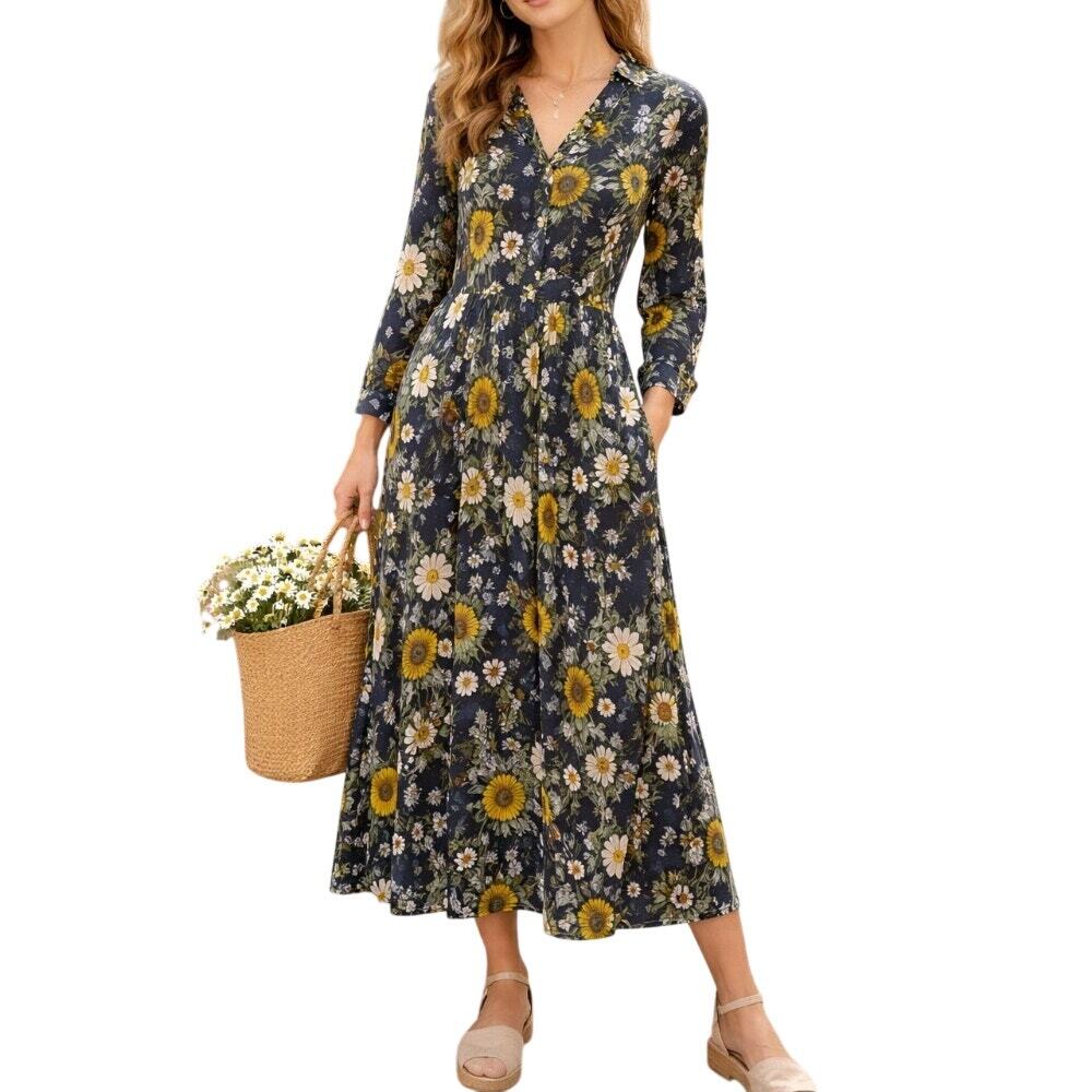 Les Essentiels de Monoprix floral midi dress French Cottagecore Romantic US 6